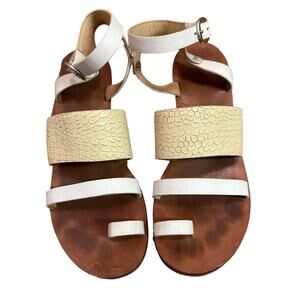 Rag & Bone Cream Croc Embossed Sandals